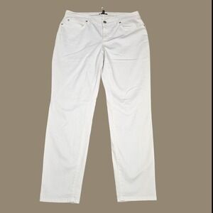Eileen Fisher Jeans Womens Sz 10 White Denim‎ Slim Straight Organic Cotton Pants